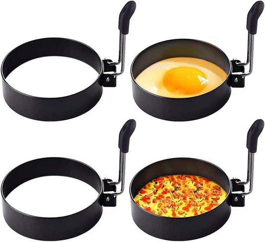 Yevior 4 Pack Eggs Rings,Round Egg Cooker Rings For Frying Shaping Cooking Eggs,Egg Maker Molds Kitchen Gadgets Egg Cooking Rings (4Pack)