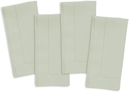 Home Ekaa 100% Pure Linen Sage Green Napkins 20 x 20 Inch - Hemstitch Christmas Dinner Napkins Set of 4 - Cloth Fabric Napkins for Christmas,Fall, Holiday, Winter, New Year - Elara