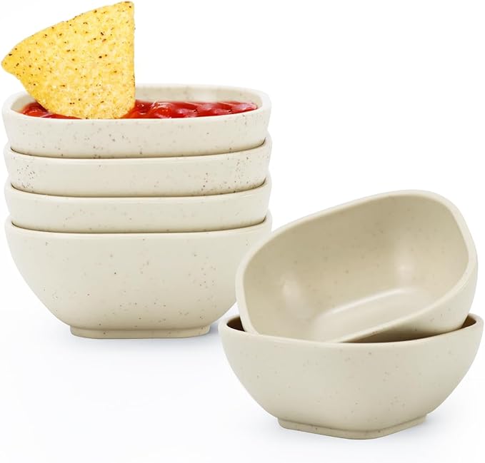 Homienly Soy Sauce Dishes,Wheat Straw Small Bowl Set of 6-4.5 OZ Small Dessert Bowls,Unbreakable Dipping Bowls,Dipping Sauce Cups,Mini Prep Bowls, Dip Bowl for Side Dish - Beige
