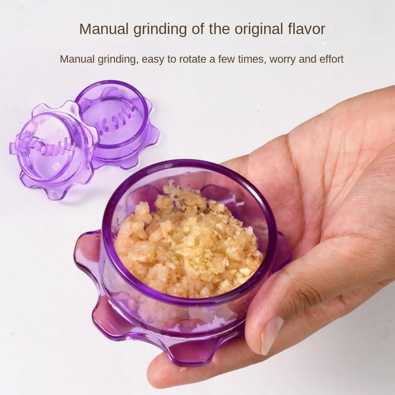 2025 New Garlic Twister,Garlic Press,Garlic Peeler,Ginger Grater,Mini Garlic Mincer (Purple)