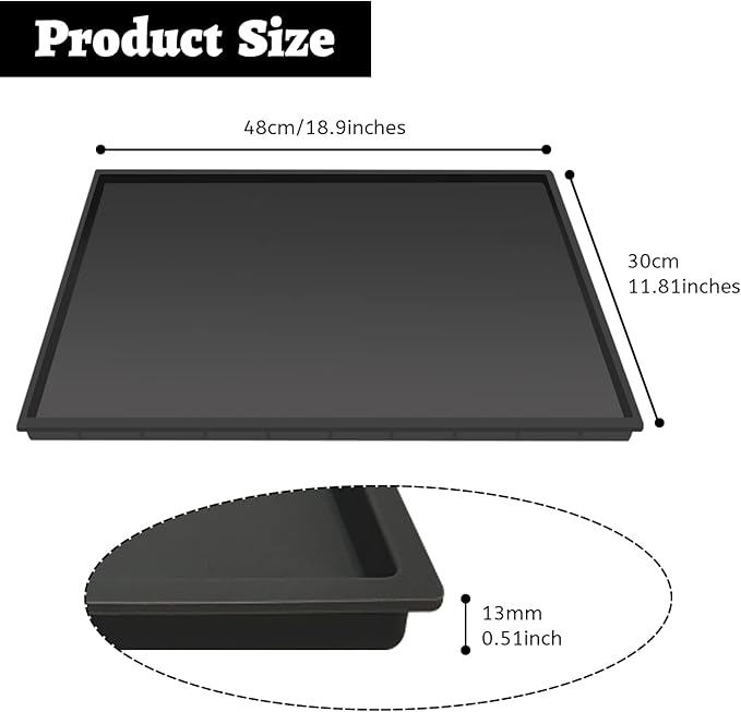 Silicone Mat Under Coffee Machine With Lip Coffee Maker Appliance Automatic Machines Espresso Accessory Black Multifunctional Rubber Base Mat (18.9 x 11.8)