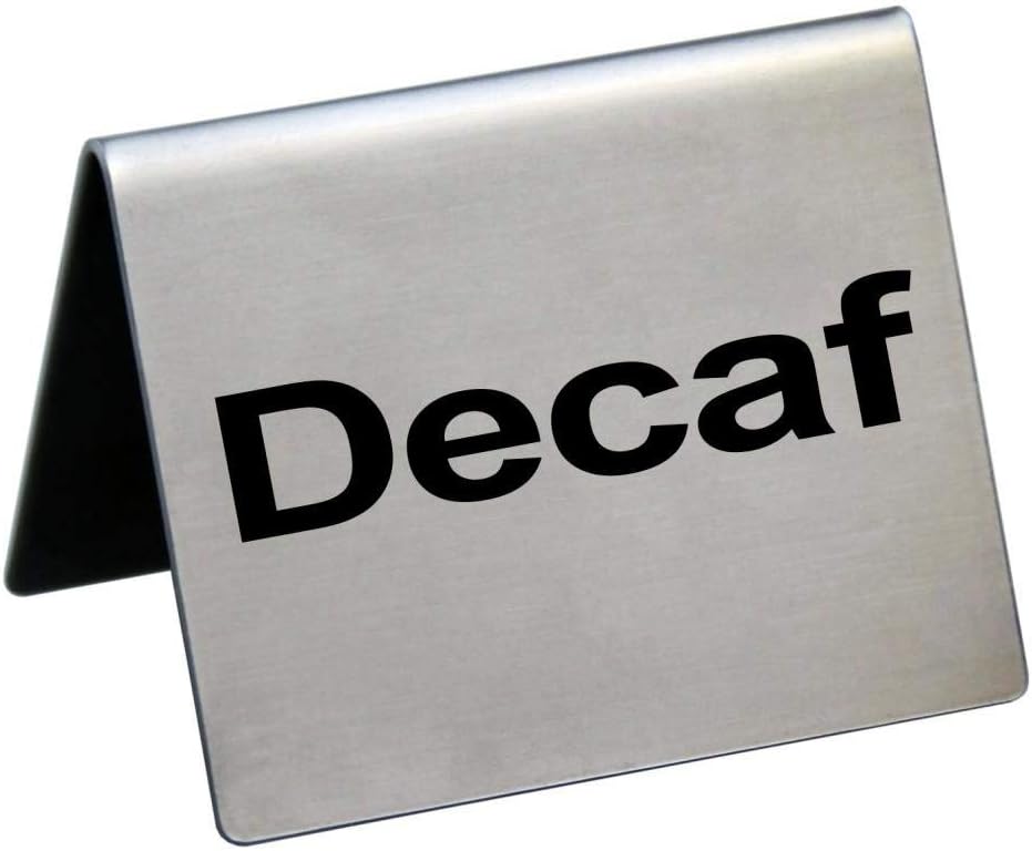 New Star Foodservice Stainless Steel Table Tent Sign (Silver (Decaf), 2-Inch by 2-Inch (Set of 6))