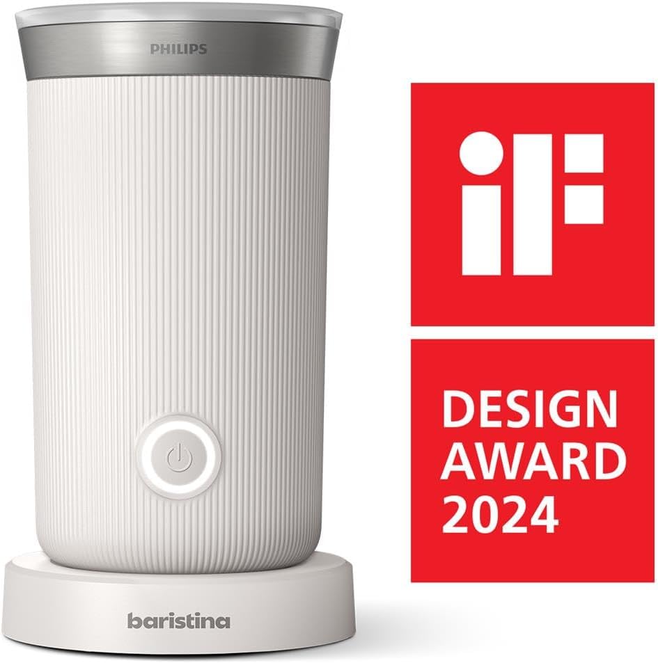 Philips Baristina Milk Frother - Foam Milk Perfectly. Hot and Cold. Dairy and Non-Dairy. Easy to Clean Baristina Espresso Machines. Milky White (BAR311/00)