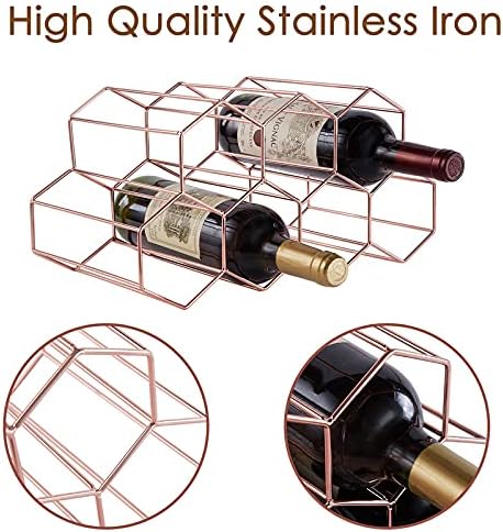 Countertop Wine Rack - 7 Bottle Holder for Storage, Freestanding Metal Tabletop Stand With Modern Design for Kitchen, Cellar, Bar Cabinet