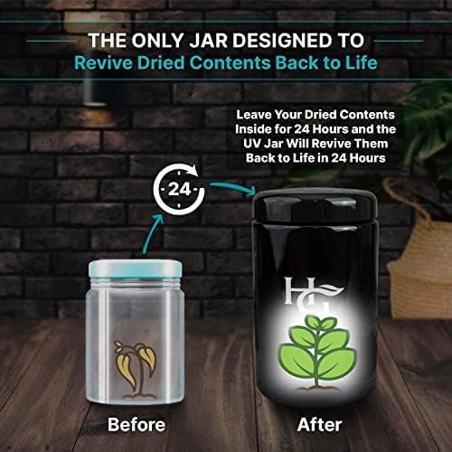Herb Guard - 2 Oz Airtight Ultraviolet Jar (1 Liter), Humidity Pack Keeps Herbs Fresh for Months [5 Pack]