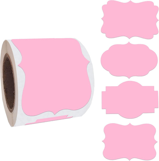 2 x3 Pink Label Stickers, Self-Adhesive Gift Tag Stickers, Write on Blank Labels for Essential Oil Bottles, Gifts, Name Tags, Fancy Shapes 200PCS