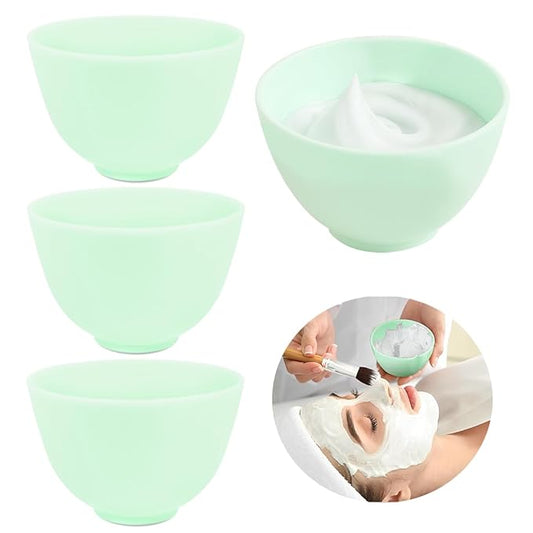 4 Inch Diy Silicone Facial Mask Mixing Bowl, 4 PCS Home Use Microwavable Silicone Facial Mud Bowl for Facial Mask, Mud Mask and Other Skincare Products, Cosmetic Beauty Tool for Home Salon,Green