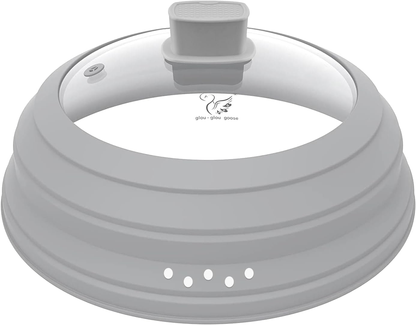 Microwave Splatter Cover Glass Cover Guard Lid with Collapsible Silicone for Food Pot Plate Cover 10.8 inch Light Grey