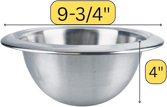 Stainless Steel Bowl | 9.75" x 4" (24.8 cm x 10.2 cm) | Brushed Finish with Polished Rim | Perfect for Mixing & Serving | Lightweight & Durable | Suitable for All Occasions