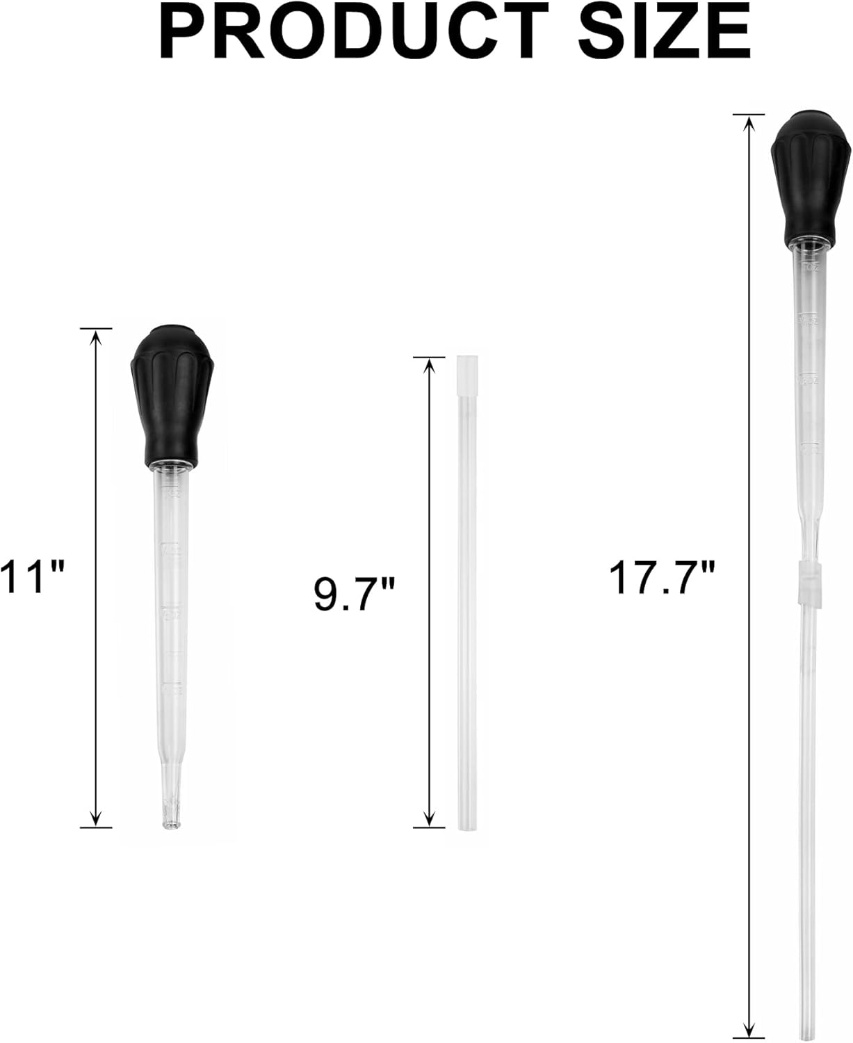 Coral Feeder SPS HPS Feeder with Extension Tube, Aquarium Long Syringe Dropper Pipette Turkey Baster for Marine Fish Feeding (Black/Extendable)