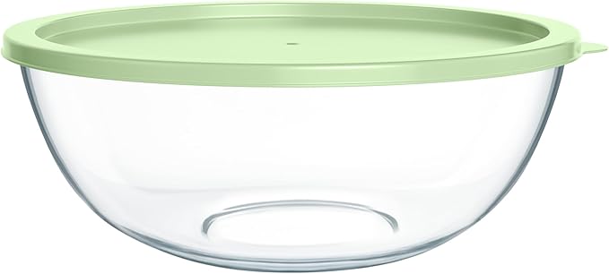 Extra Large Glass Mixing Bowls Clear Glass Salad Cooking Bowls for Kitchen Salad Bread Storage (5.5 Qt)