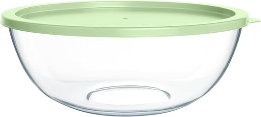 Extra Large Glass Mixing Bowls Clear Glass Salad Cooking Bowls for Kitchen Salad Bread Storage (5.5 Qt)