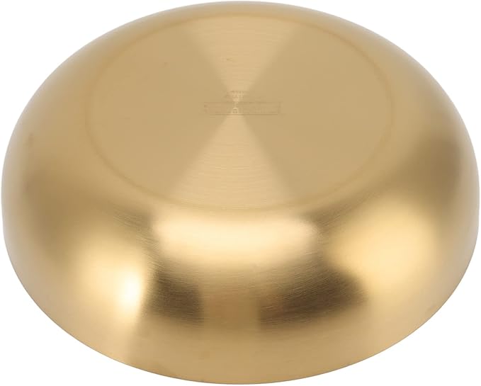 Stainless Steel Mixing Bowl, 9.4 inch Gold Salad Serving Bowls Flat Base Metal Prep Bowl Ramen Noodle Soup Bowls for Baking Serving Mixing and Cooking Prep