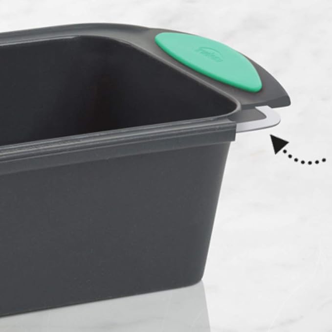 Trudeau 5115206M Structure Loaf Pan Silicone Bakeware, 8.5" x 4.5", Mint/Black