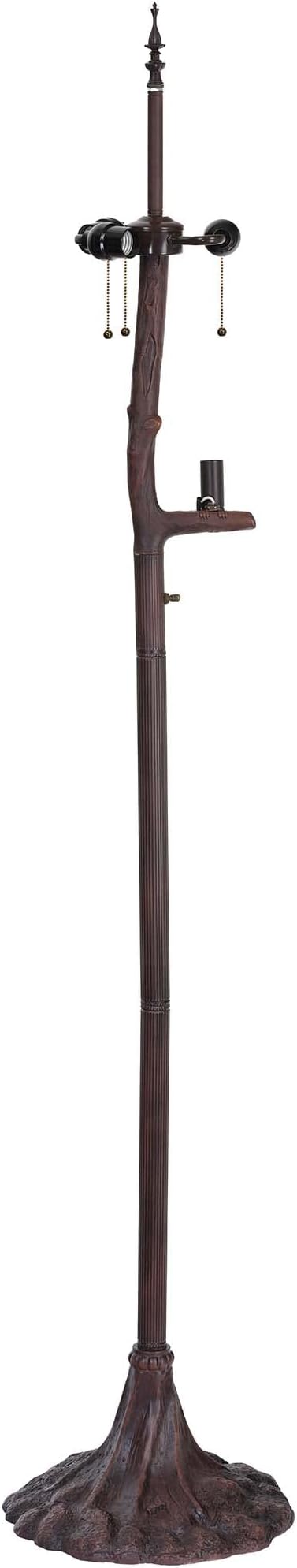 Bieye L10766 Grapes Tiffany Style Stained Glass Double-Lit Floor Lamp with Owl Night Light, 18" Wx65 H
