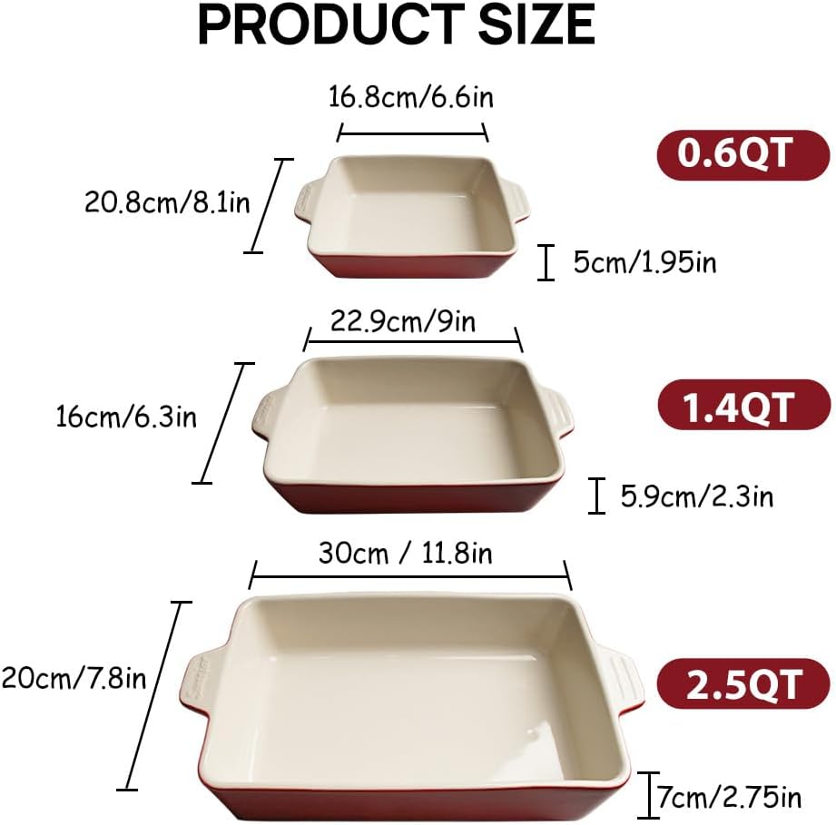 Sweejar Ceramic Bakeware Set, Rectangular Baking Dish for Oven Lasagna Pans for Cooking, Kitchen, Cake Dinner, Banquet and Daily Use, 11.8 x 7.8 x 2.76 Inches of Casserole Dishes (Turquoise)