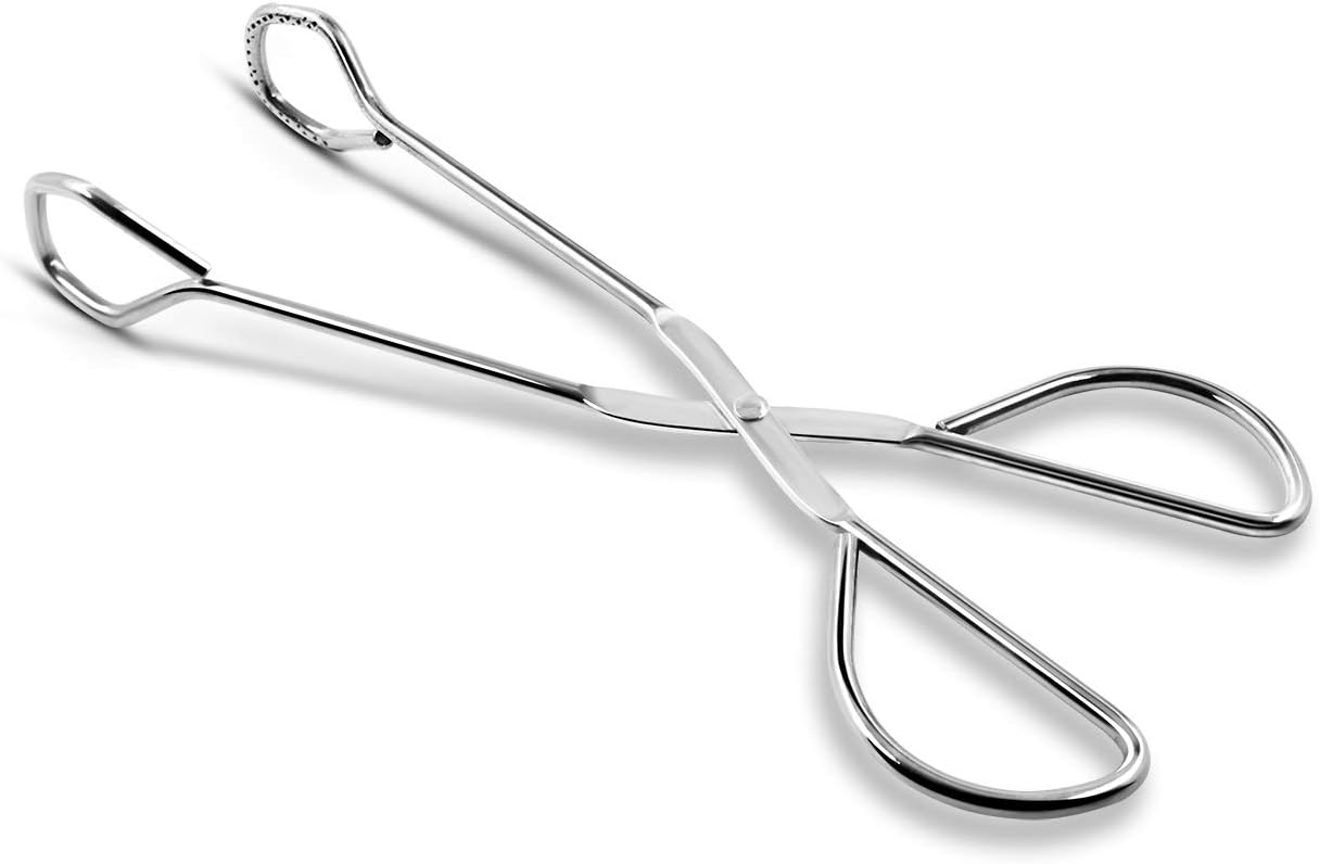 9-Inch Heavy Duty Stainless Steel Kitchen Tongs - Comfortable Ergonomic Grip, Scissor Design, Heat Resistant for BBQ and Cooking