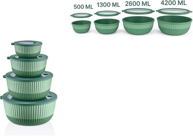 Mixing Bowls with Airtight Lids – 8 Piece Nesting Kitchen Set – BPA-Free, Leak-Proof & Stackable – Dishwasher, Microwave & Freezer Safe