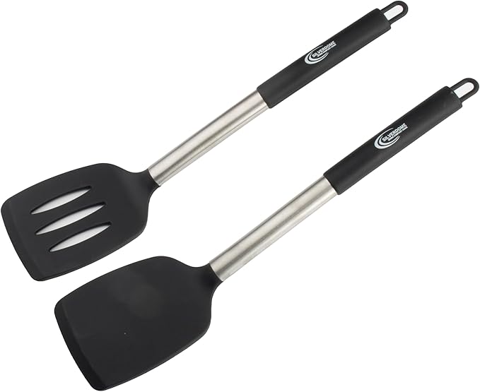 Premium Silicone Spatula Set (2-Piece) – High Heat-Resistant, Non-Slip Grip – Baking, Cooking, Mixing – BPA-Free, Great Gift for Home Chefs,