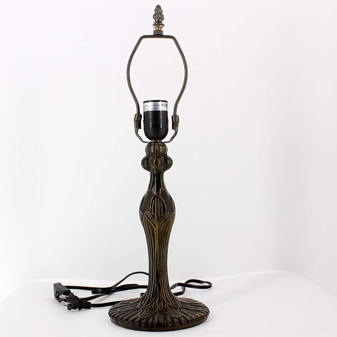 WERFACTORY Tiffany Lamp Stained Glass Table Lamp Red Wisteria Style Desk Bedside Reading Light 12X12X18 Inches Deco Bedroom Living Room Home Office S523R Series (A)