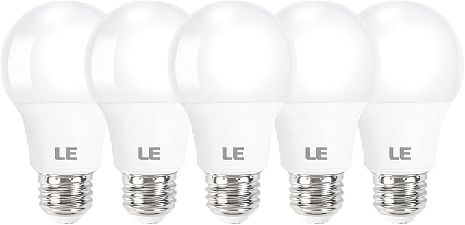 LE LED Light Bulbs 60 Watt Equivalent, 9W 800 Lumens Non-Dimmable, Soft Warm White 2700K, A19 E26 Standard Medium Base, 10000 Hour Lifetime 5 Count (Pack of 1)