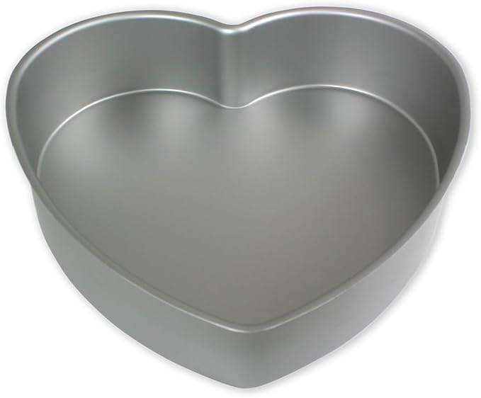 PME HRT082 Anodised Aluminium Heart Cake Pan 8 x 2-Inch Deep, Silver