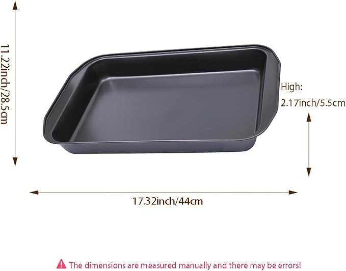 Black Large Rectangular Baking Pan Carbon Steel Non-stick Cake Mold Oven Baking Pan (Size: 16 inches long x 11 inches wide x 2 inches high)