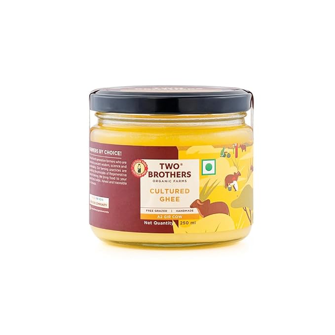 TWO BROTHERS ORGANIC FARMS Amorearth - Natural Healthy Fresh Organic Desi Gir Cow A2 Cultured Ghee, 250 ml