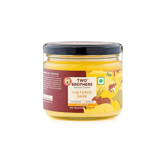 TWO BROTHERS ORGANIC FARMS Amorearth - Natural Healthy Fresh Organic Desi Gir Cow A2 Cultured Ghee, 250 ml