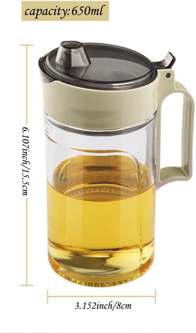 TENTA KITCHEN Oil Dispenser Vinegar Dispenser Maple Syrup Dispenser Glass Bottle Cruet No Drip Plastic Bottle Spout with Protective Cap drip Free Pour spout restarant 22Oz (Beige 1PC)