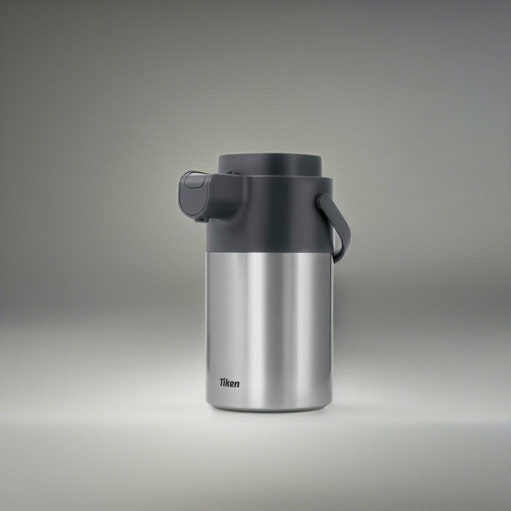 Tiken Airpot Coffee Dispenser with Pump - 102oz/3L Thermal Coffee Carafes for Hot Beverage - Stainless Steel Insulated Coffee Thermos Carafe, Silver