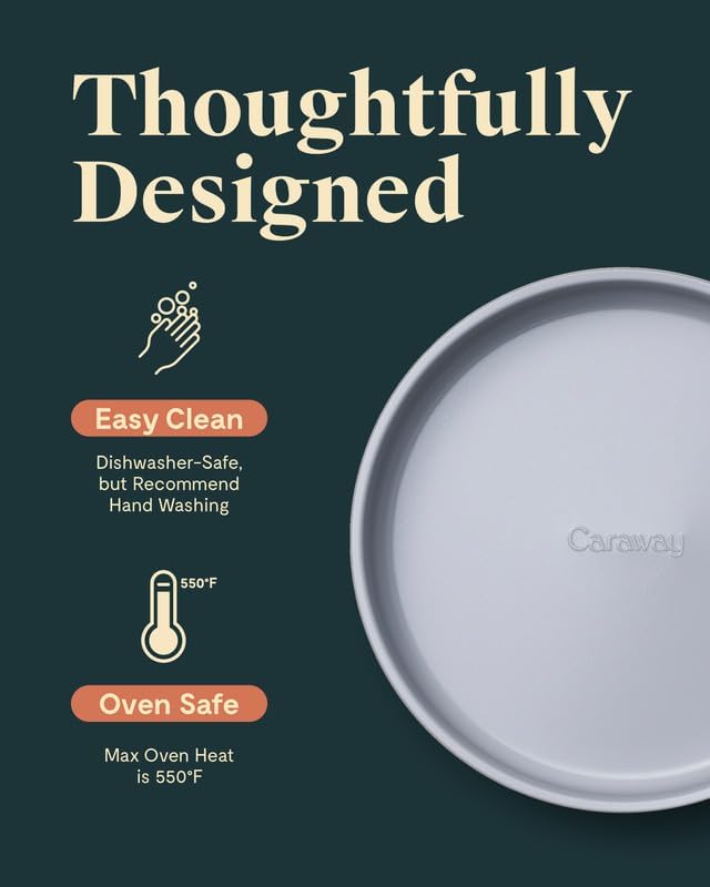 Caraway Non-Stick Ceramic 9” Circle Pan - Naturally Slick Ceramic Coating - Non-Toxic, PTFE & PFOA Free - Perfect for Birthday Cakes, Tartes, & More - Marigold