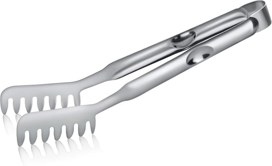 Pleafind 11.4 Inch Pasta Tong, Pasta Tongs with Fluted Handles, Stainless Steel Pasta Tongs, Comfortable and Easy to Grip, Kitchen Pasta Clip,Spaghetti clips for pasta cooking & grilling & baking