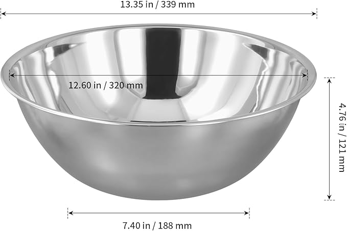SHEUTSAN 4 PCS 8 Quart Stainless Steel Mixing Bowls, 13.3 x 4.7 Inch Metal Mixing Bowls for Food Home Kitchen