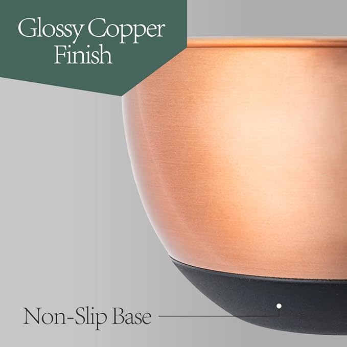 Samma Copper Mixing Bowls Set with Stainless Steel Body with Black Silicone Bottom Mixing Bowl- Versatile Kitchen Mixing Bowls- 3 Piece with Lids