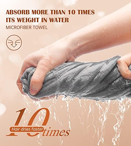 POPCHOSE Microfiber Hair Towel Wrap, Fast Drying Hair Turban, Soft Ultra Absorbent, No Frizz Hair Wrap Towels for Women Wet Hair, Curly, Longer, Thicker Hair, Gifts Stocking Stuffers for Women