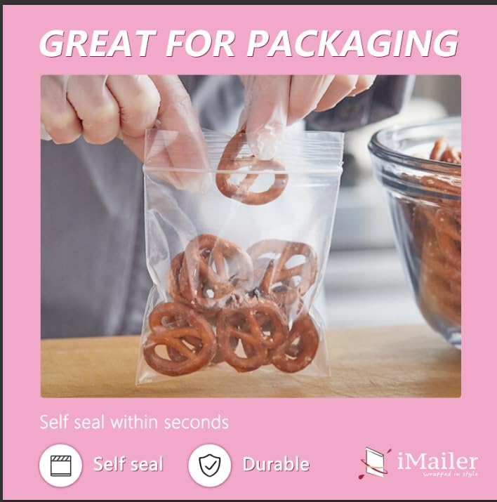 iMailer - 100 Pcs- 3" x 5" Clear Small Zip Bag - Reclosable Zip Plastic Poly Bags 2 Mil with Resealable Lock Seal Zipper for Photo, Jewelry, Bakery, Treats, Party Favors