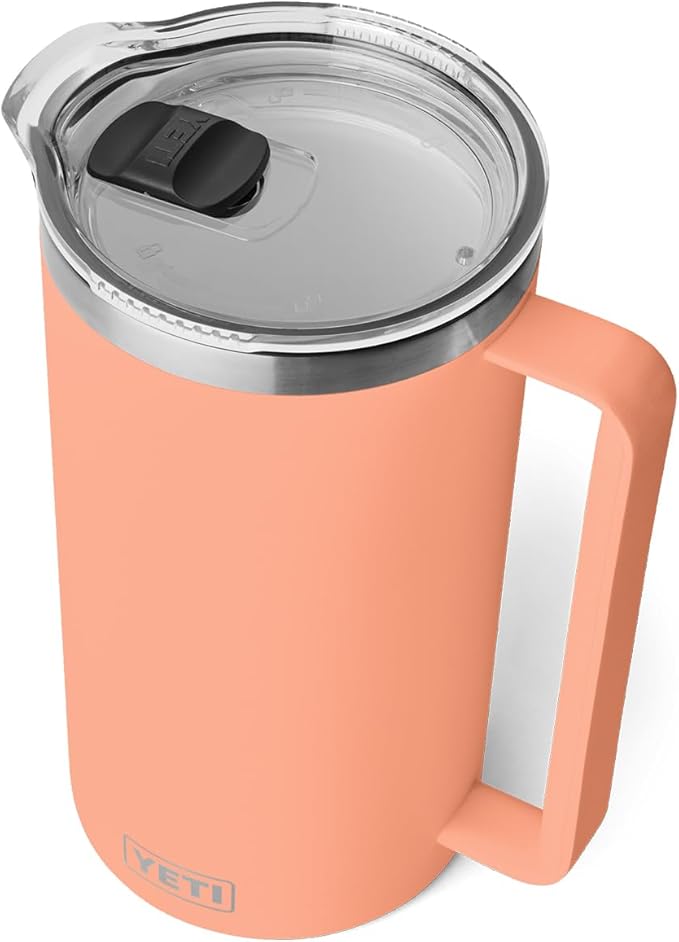 YETI Rambler 64 oz Pitcher, Vacuum Insulated, Stainless Steel with MagSlider Lid, Lowcountry Peach