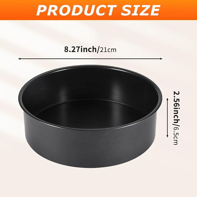 8 Inch Round Cake Pans Set of 2 Non-Stick Deep Stainless Steel Removable Bottom – Perfect for Multi-Tier Cakes, Birthday & Wedding Baking, Home & Professional Use
