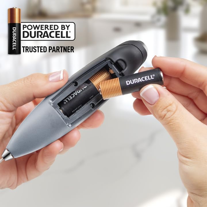 Zulay Kitchen Powerful Milk Frother Wand With 4 AA Duracell Batteries - Ultra Fast Handheld Drink Mixer - Electric Whisk Foam Maker for Coffee, Lattes, Cappuccino, Matcha & Creamer -