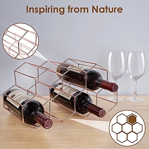 Countertop Wine Rack - 7 Bottle Holder for Storage, Freestanding Metal Tabletop Stand With Modern Design for Kitchen, Cellar, Bar Cabinet