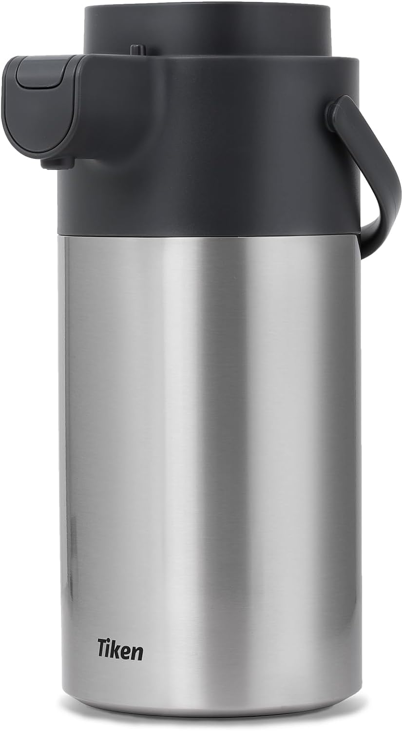 Tiken Airpot Coffee Dispenser with Pump - Coffee Carafes for Keeping Hot - Beverage Dispenser - 135oz/4L Thermal Coffee Carafe for Hot Liquids - Stainless Steel Insulated Coffee Thermos Carafe