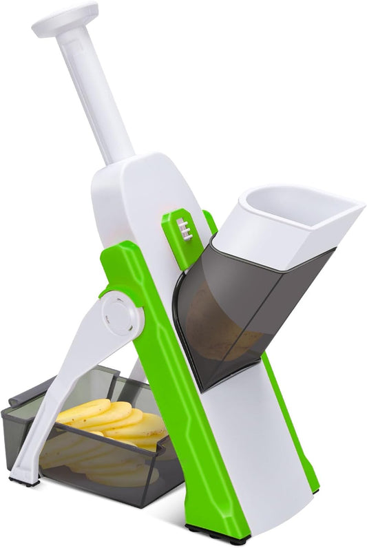 Masthome 5 in 1 Vegetable Chopper, Safe Mandoline Slicer,Professional Vegetable Slicer, Julienne&Dicer for Vegetables,Potato Slicer,Thickness Adjustable 0.1-8 mm Artifact Fast Meal Prep(Green)