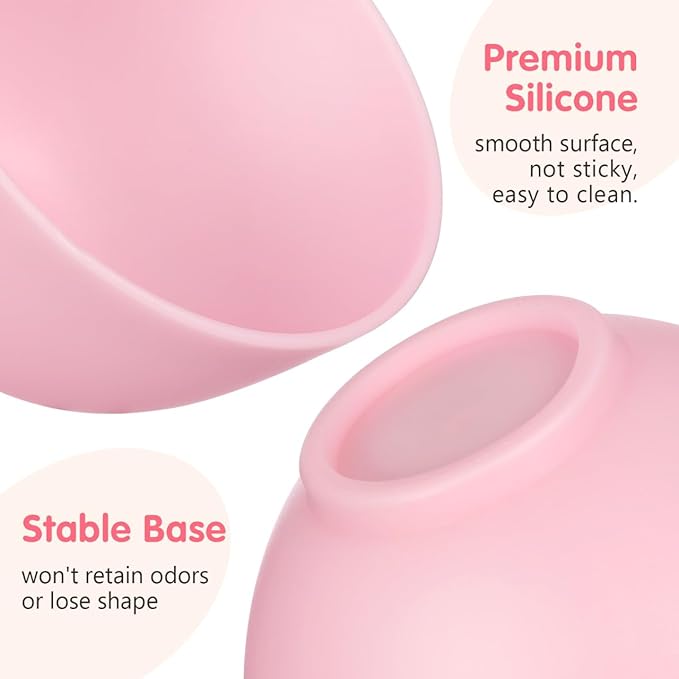 Face Mask Silicone Mixing Bowls Set: 3 Pcs Pink Plastic Facial Mud Bowls Esthetician Tool Reusable for Women Home Salon Spa Face Skincare