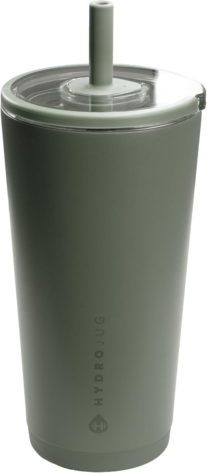 HydroJug Everyday Tumbler 20 oz – Ceramic-Lined Insulated Tumbler with Straw and Soft-Touch Lid, Cup Holder Friendly, Double-Wall Vacuum Insulation, Reusable Travel Cup – Courtyard