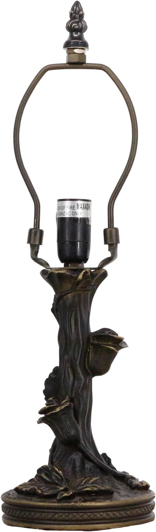 Table Lamp Base Replacement Only, Wide 5 Height 15 Inch, Fit for 6, 8, 10 Inch Tiffany Style Stained Glass Lampshade, Dark Bronze Finish,Resin, Push Switch On Cord(D (W5H15 Inch))