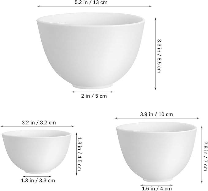 Facial Mask Silicone Bowl, 3 Size Silicone Mixing Bowls for Facials - Facial Bowls Esthetician for Home & Salon- Clay & Mud Mask Bowl Beauty Skincare Tool, 3.23in/3.94in/5.23in