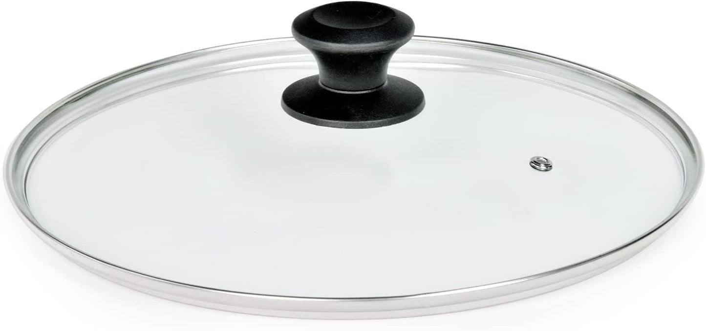 12 In Glass Lid for Frying Pan, Tempered Replacement Cover Compatible with All 12 inches Cookware for Skillets, Round Cast Iron, Cast Aluminium, Stainless Steel Pans &Pots