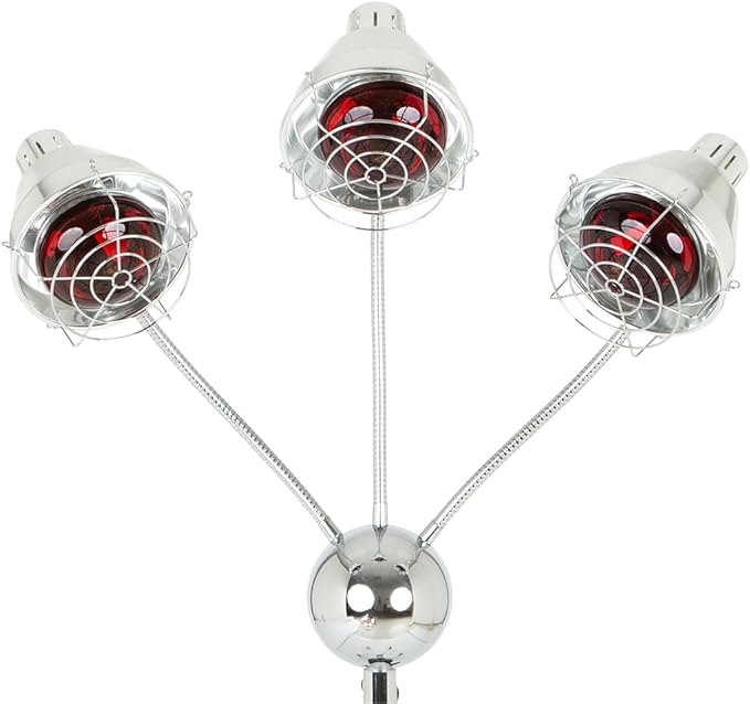 Pibbs TL931 Infrared Hair Color Processing Lamp - 3 Head Adjustable Infrared Dryer with Flexible Chrome Arms, 750W Heat Output, Deluxe Height-Adjustable Base & 5 Rolling Casters, Model TL931
