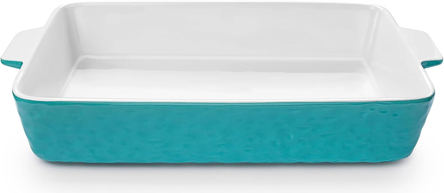 4 QT Baking Dish, Casserole Dishes for Oven, 9x13 Baking Pan with Handles, Lasagna Pan Deep, Ceramic Casserole Dish Oven Safe for Baking, Lasagna, Kitchen, Wedding Gift (Aquamarine)